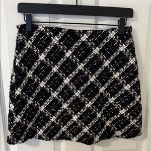 Zara Black and White Tweed Mini Skirt